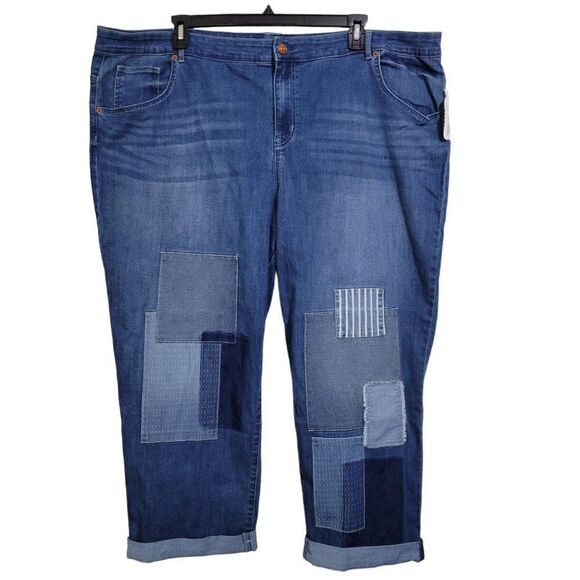 LOGO Lavish by Lori Goldstein Regular Indigo Slim-Leg Boyfriend Jeans (Size 28W) - Picture 1 of 4